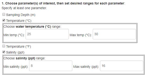 Continuous Monitoring Parameter Range tool screenshot