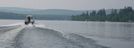Wake behind a DNR research vessel