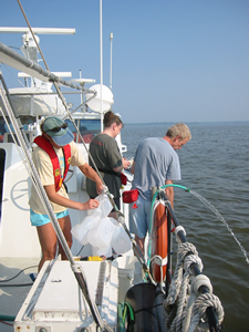 DNR Research Vessel Kerhin on the water for monthly monitoring