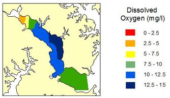 Example of a color-coded DATAFLOW water quality map
